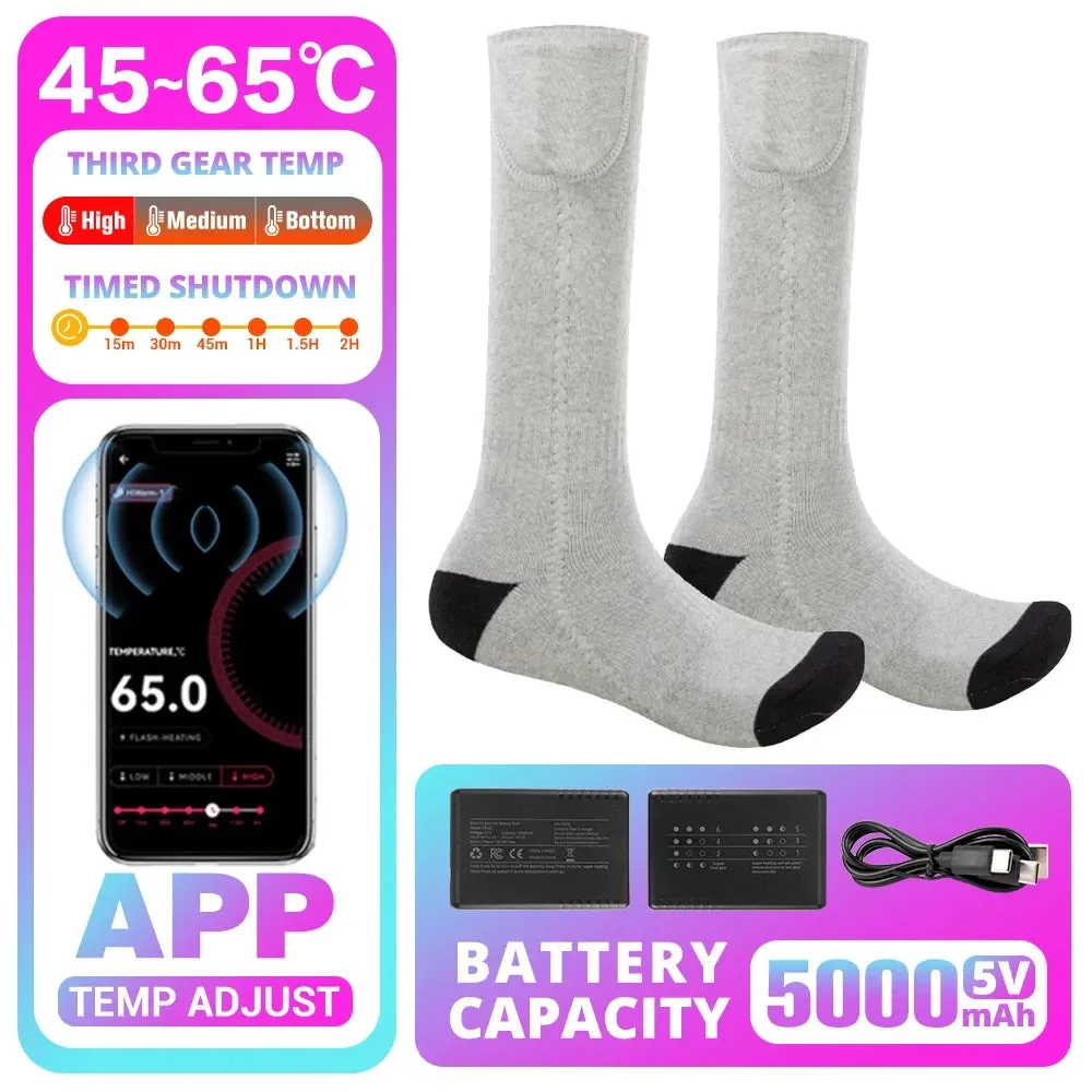 Winter Heated Socks Rechargeable Heating Socks for USB 5000mah Heated Socks Warmth Outdoor Heated Boots Snowmobile Winter Ski