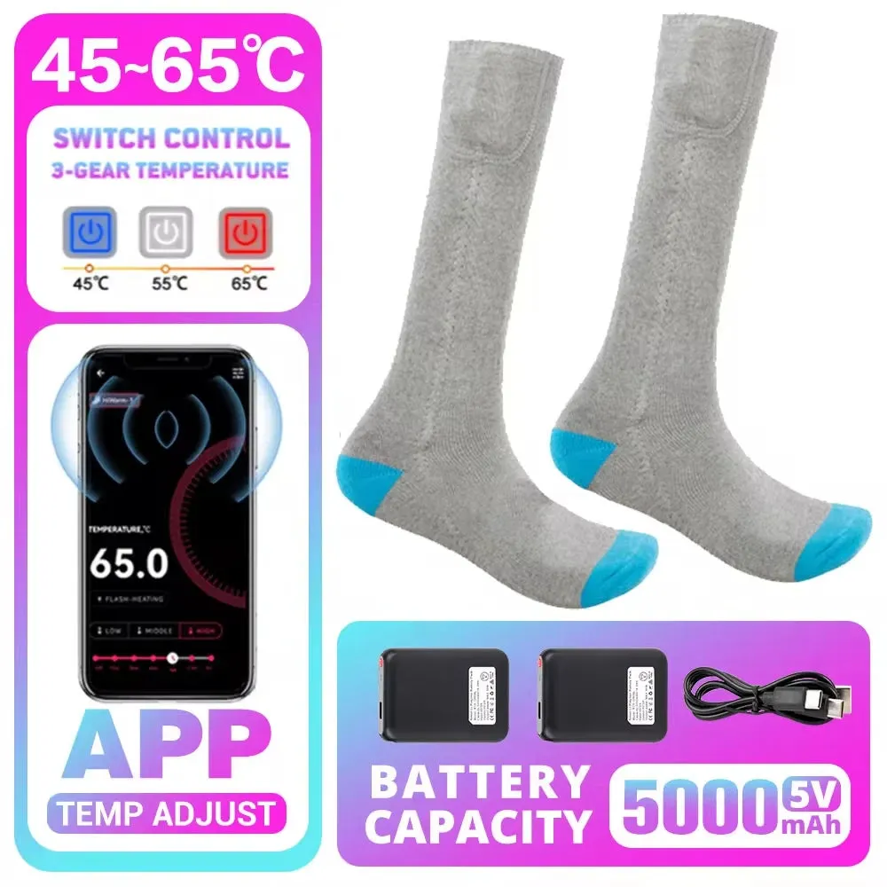 Winter Heated Socks Rechargeable Heating Socks for USB 5000mah Heated Socks Warmth Outdoor Heated Boots Snowmobile Winter Ski