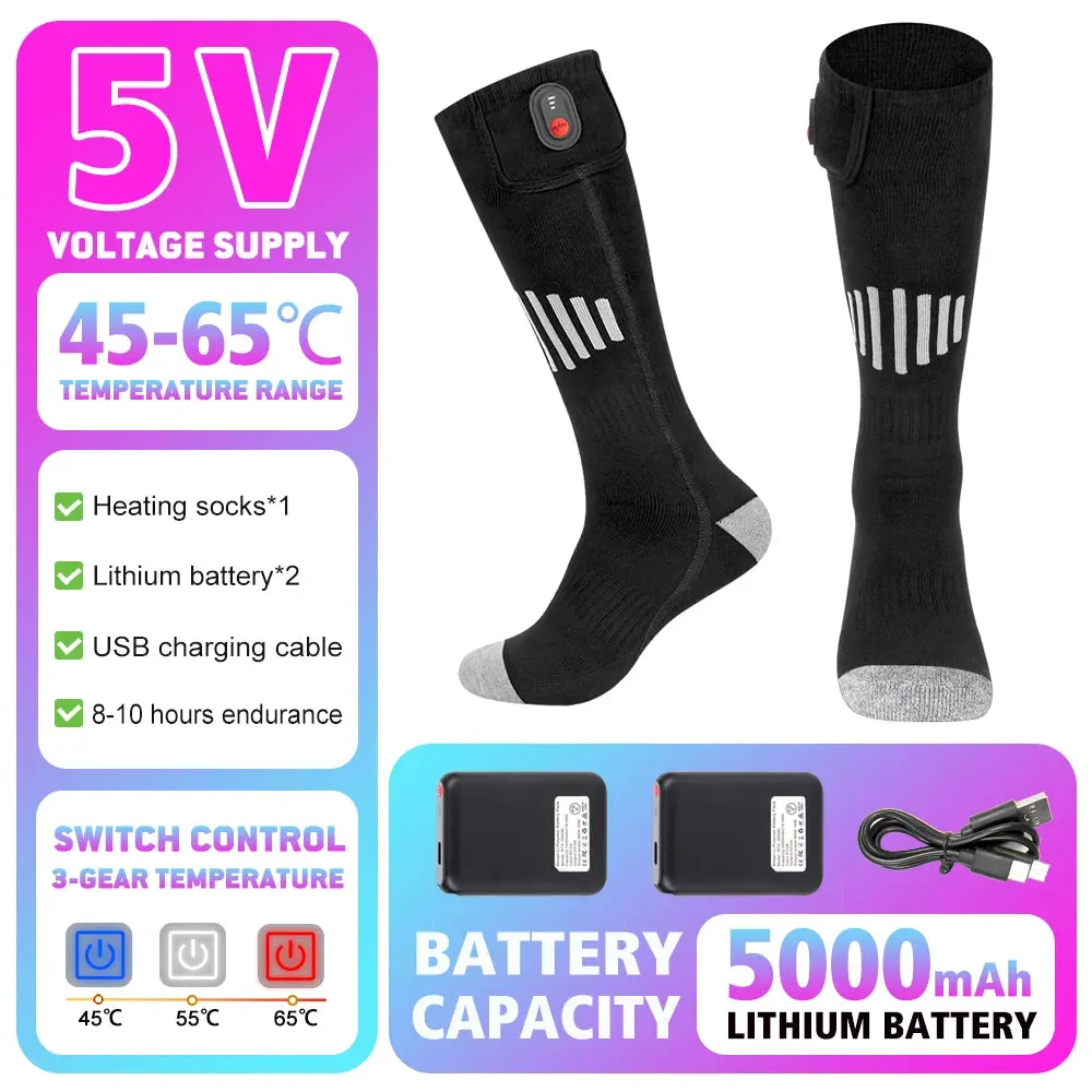 Winter Heated Socks Rechargeable Heating Socks for USB 5000mah Heated Socks Warmth Outdoor Heated Boots Snowmobile Winter Ski