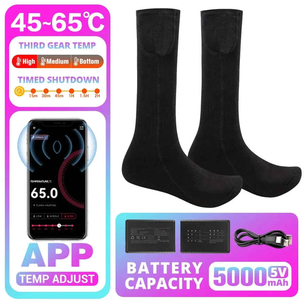 Winter Heated Socks Rechargeable Heating Socks for USB 5000mah Heated Socks Warmth Outdoor Heated Boots Snowmobile Winter Ski