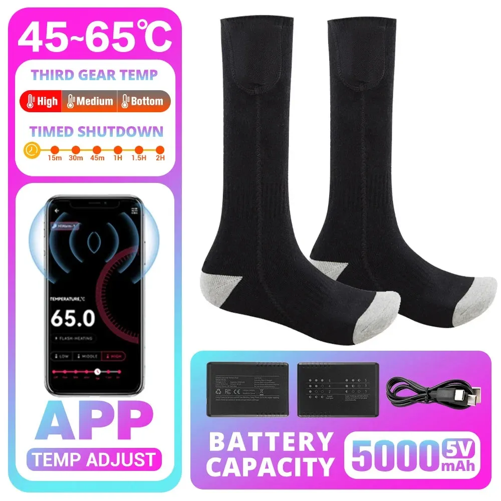 Winter Heated Socks Rechargeable Heating Socks for USB 5000mah Heated Socks Warmth Outdoor Heated Boots Snowmobile Winter Ski