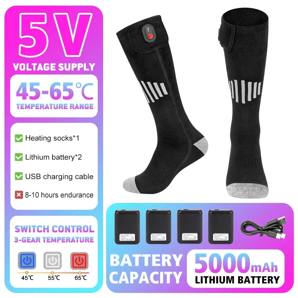 Winter Heated Socks Rechargeable Heating Socks for USB 5000mah Heated Socks Warmth Outdoor Heated Boots Snowmobile Winter Ski