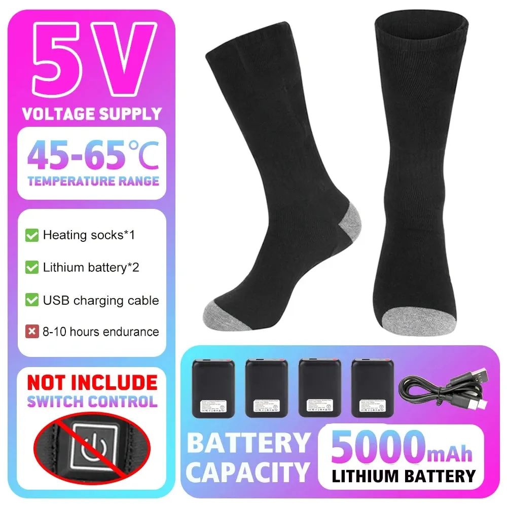Winter Heated Socks Rechargeable Heating Socks for USB 5000mah Heated Socks Warmth Outdoor Heated Boots Snowmobile Winter Ski