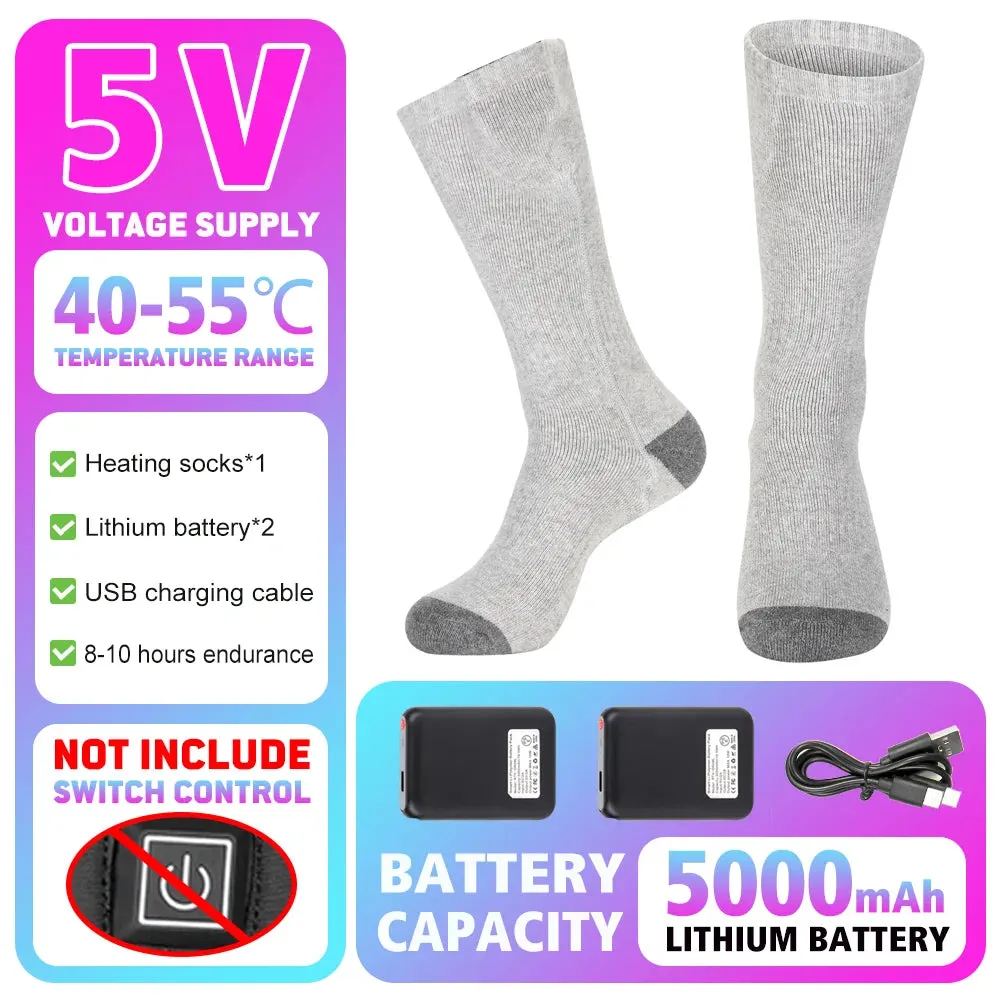 Winter Heated Socks Rechargeable Heating Socks for USB 5000mah Heated Socks Warmth Outdoor Heated Boots Snowmobile Winter Ski