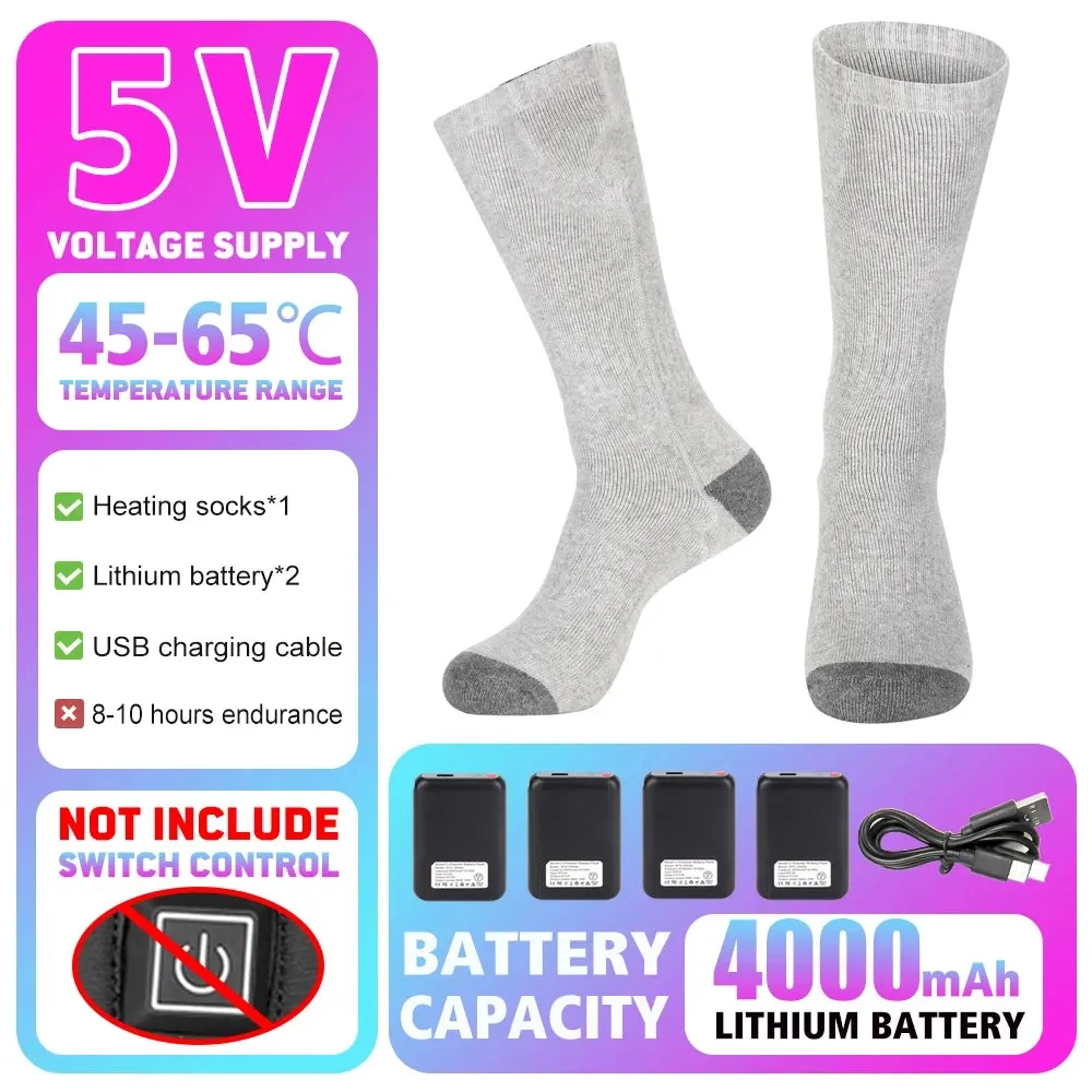 Winter Heated Socks Rechargeable Heating Socks for USB 5000mah Heated Socks Warmth Outdoor Heated Boots Snowmobile Winter Ski