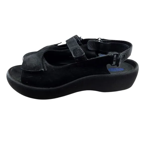 Wolky Sandals Womens 11 42 Jewel Platform Slingback Black Nubuck Leather Comfort