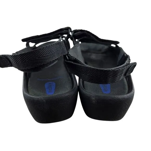 Wolky Sandals Womens 11 42 Jewel Platform Slingback Black Nubuck Leather Comfort