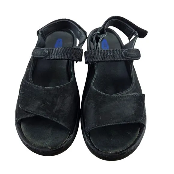 Wolky Sandals Womens 11 42 Jewel Platform Slingback Black Nubuck Leather Comfort