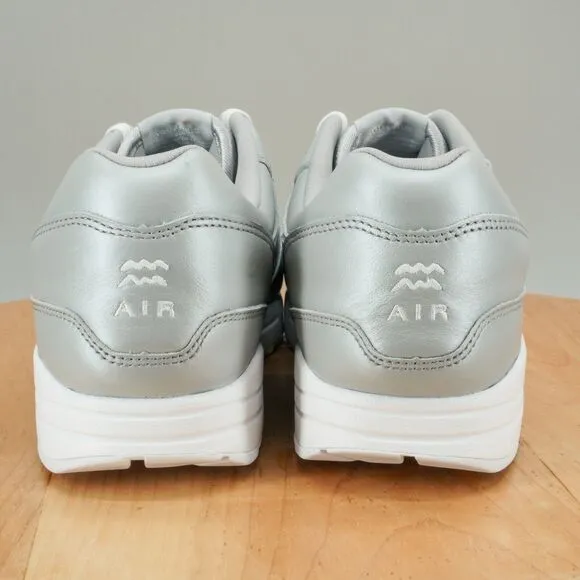 Womens 15.5 / Mens 14 - Nike Air Max 1 NBY 'Aquarius' Metallic Silver Shoes NEW