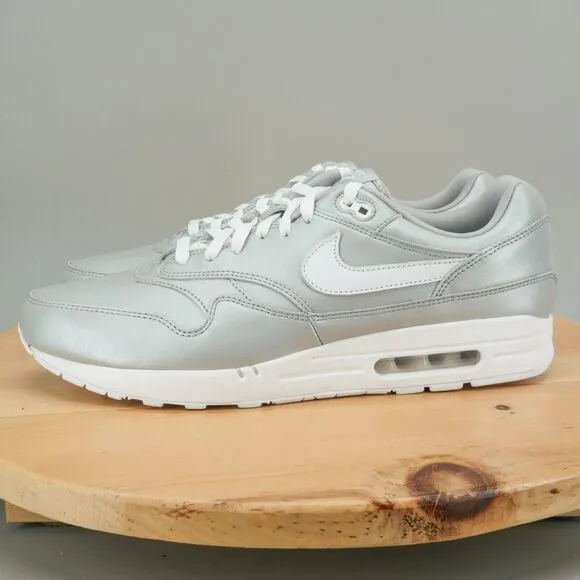 Womens 15.5 / Mens 14 - Nike Air Max 1 NBY 'Aquarius' Metallic Silver Shoes NEW
