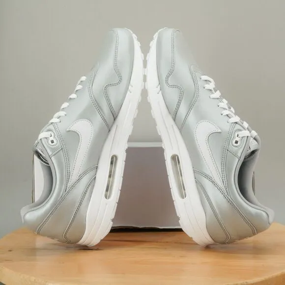 Womens 15.5 / Mens 14 - Nike Air Max 1 NBY 'Aquarius' Metallic Silver Shoes NEW