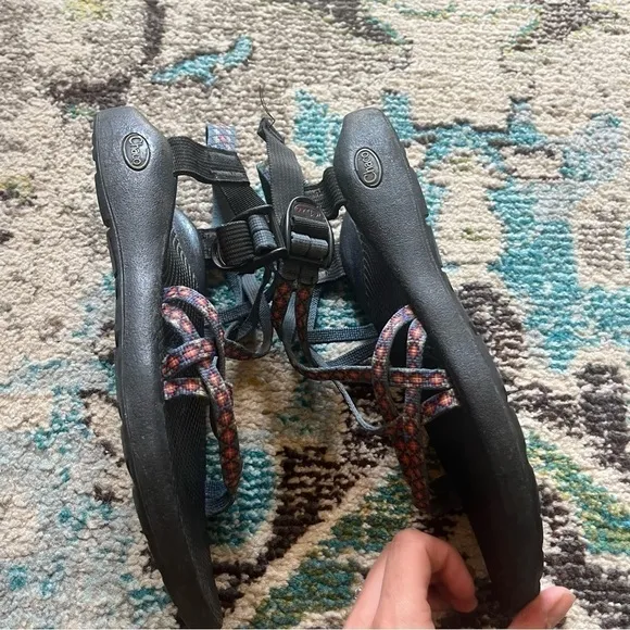Women’s black and red Aztec Chaco outdoor sandals
