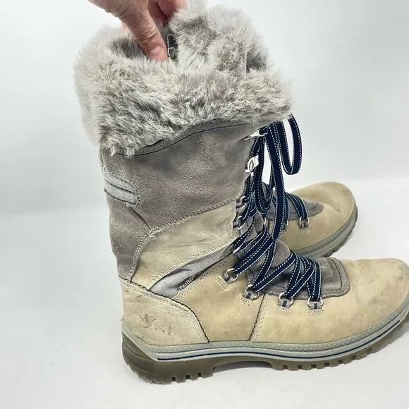 Womens Santana Canada Waterproof Leather Faux Furlines Boots sz. 8