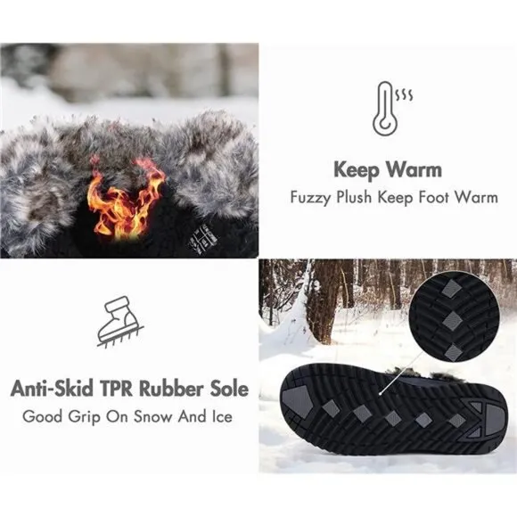Women's Winter Snow Boots Waterproof, Black