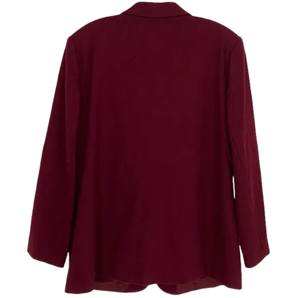Wool Blazer Power Suit Dress Casual Coat Burgundy Wine Womens Plus Size 18