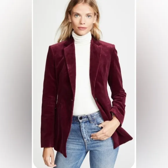 Wool Blazer Power Suit Dress Casual Coat Burgundy Wine Womens Plus Size 18