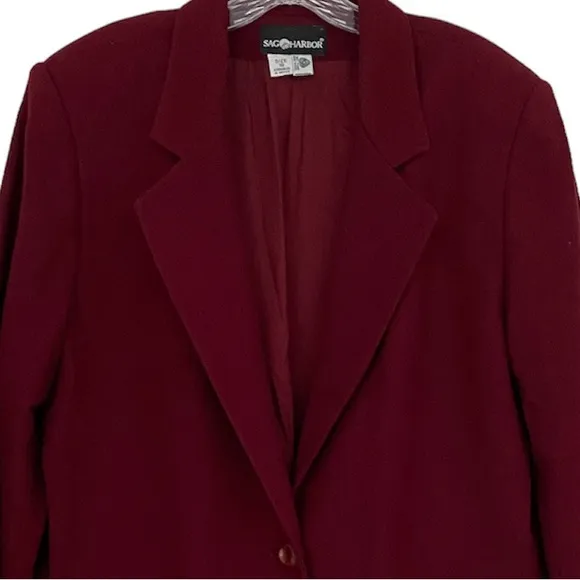 Wool Blazer Power Suit Dress Casual Coat Burgundy Wine Womens Plus Size 18