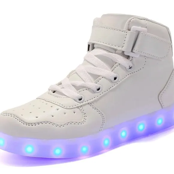 Wooowyet LED Light Up Shoes Kids High Top LED Sneakers for Boys Girls Toddler