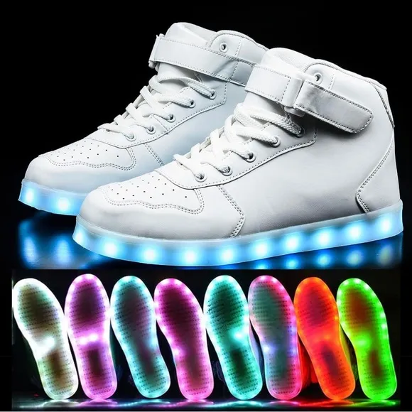 Wooowyet LED Light Up Shoes Kids High Top LED Sneakers for Boys Girls Toddler
