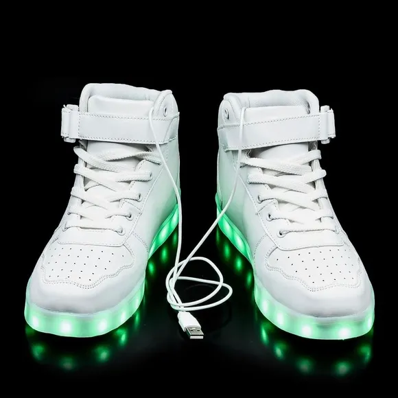Wooowyet LED Light Up Shoes Kids High Top LED Sneakers for Boys Girls Toddler