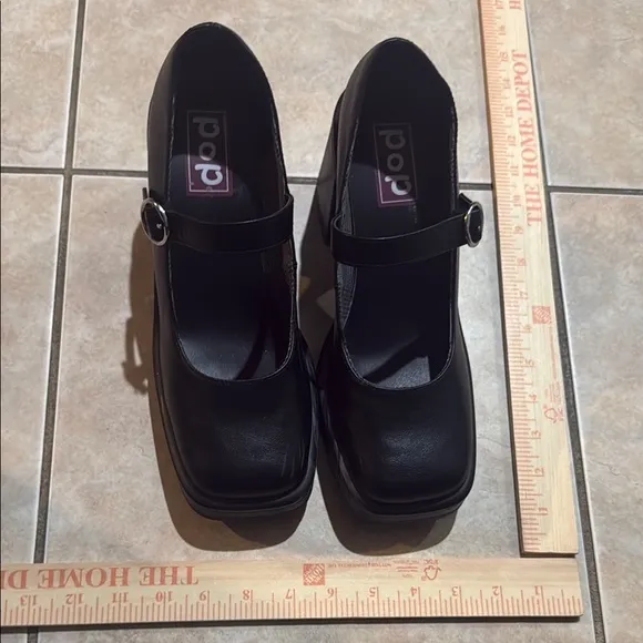 Y2k rare vintage look Black Chunky Heel Mary Jane Shoes 9.5 pop sinclaire