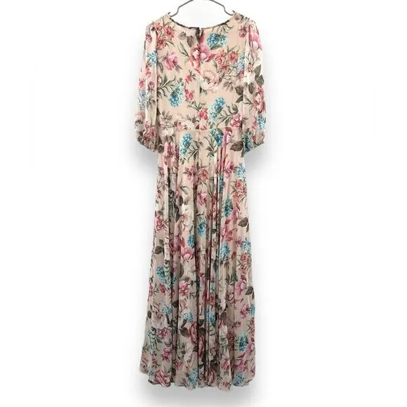 Yumi Kim Full‎ of Love Blush Floral Print 3/4 Sleeve Woodstock Maxi Dress S NEW