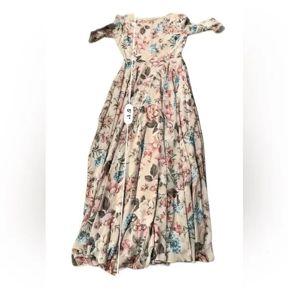 Yumi Kim Full‎ of Love Blush Floral Print 3/4 Sleeve Woodstock Maxi Dress S NEW