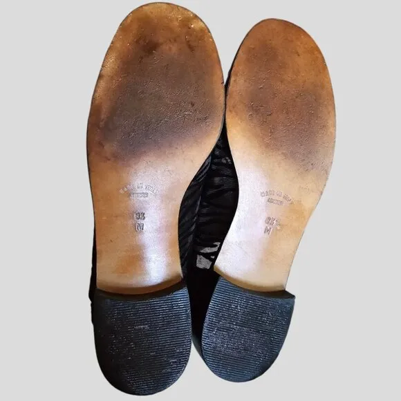 YVES SAINT LAURENT  8.5 Italian Made TARIN THOMAS Mesh/Suede Tiger Flat Shoe
