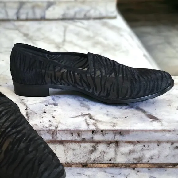 YVES SAINT LAURENT  8.5 Italian Made TARIN THOMAS Mesh/Suede Tiger Flat Shoe