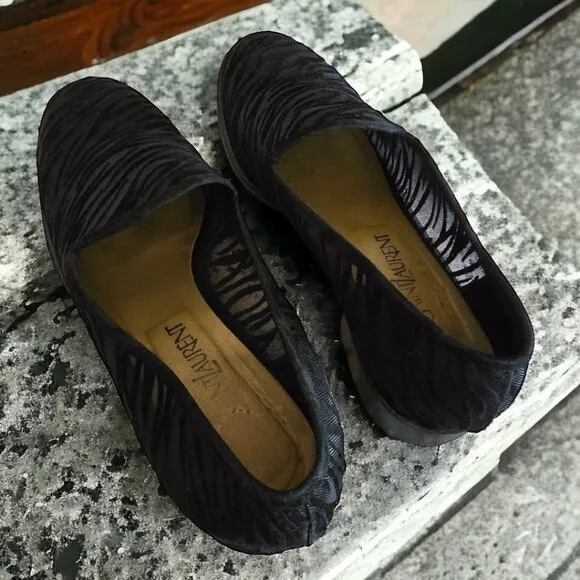 YVES SAINT LAURENT  8.5 Italian Made TARIN THOMAS Mesh/Suede Tiger Flat Shoe