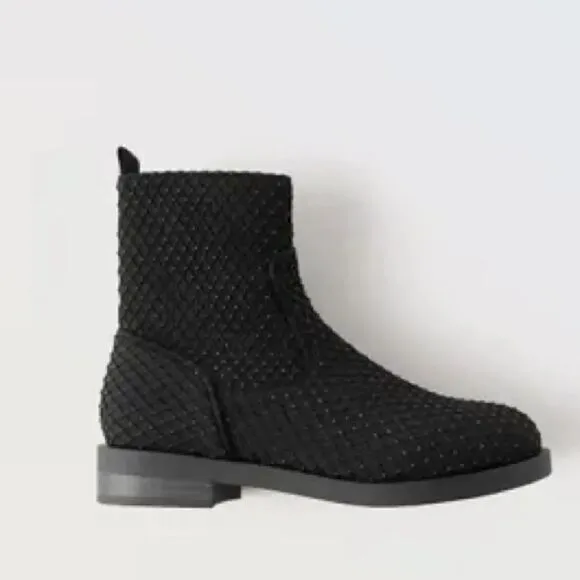 ZARA RHINESTONE MESH ANKLE BOOTS