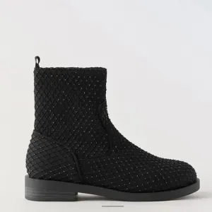ZARA RHINESTONE MESH ANKLE BOOTS